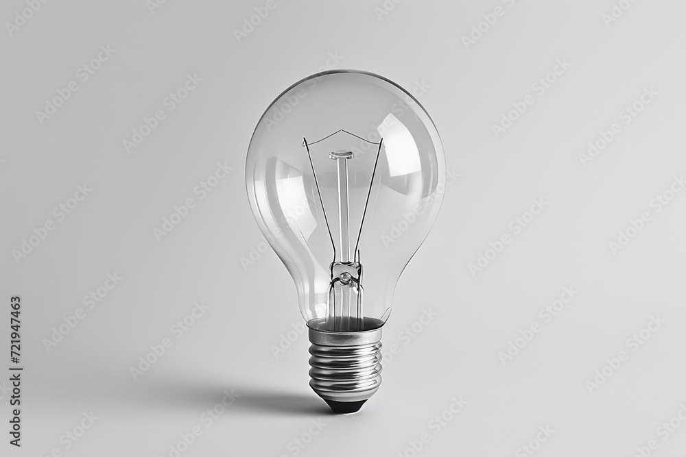 A solitary light bulb illuminates the blank canvas of a white background, a symbol of hope and potential in the darkness A solitary light bulb illuminates the blank canvas of a white background, a symbol of hope and potential in the darkness