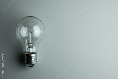 The bright fluorescent light bulb shines against the stark white background, illuminating the potential for creativity and innovation