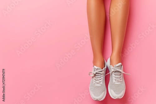 Fitness fashion in pastel sneakers.
