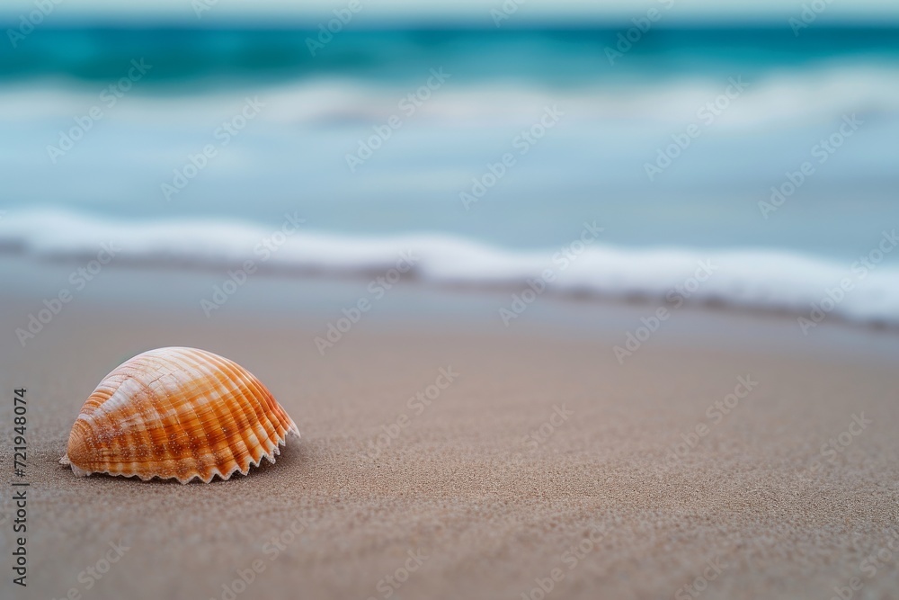 A delicate invertebrate shell lies upon the sandy beach, a testament to the wonders of the ocean and the beauty of the coast A delicate invertebrate shell lies upon the sandy beach, a testament to the wonders of the ocean and the beauty of the coast