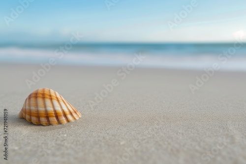 A delicate conch shell lies on the sandy beach, a reminder of the mysterious and enchanting world of molluscs that lie beneath the ocean's surface © ChaoticMind