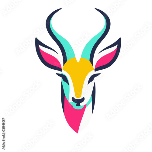 Deer logo, vibrant color, isolated. 