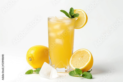 Tarhun extract lemonade, elegantly isolated on a white background