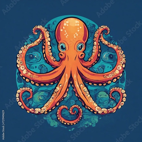 Cute Octopus Vector Logo: A Playful and Adorable Octopus Design in Vector Format. Perfect for Adding Whimsy and Charm to Your Graphic Design Projects. Explore the Delightful Underwater World © Raccoon Stock AI