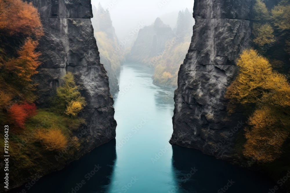 Fototapeta premium a river between two large rocks