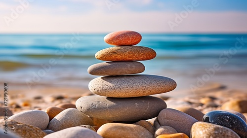 A stunning photograph of a stack of rocks on the shore