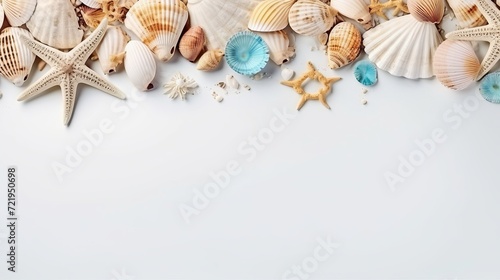 A summer composition that features shells on borders photo