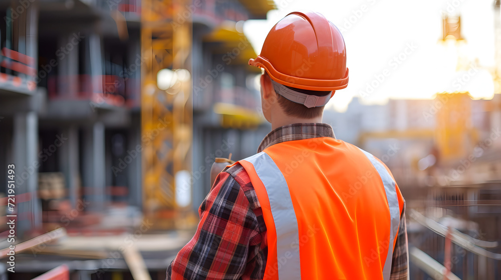 Young Engineer Overseeing Construction Site Young Engineer Overseeing Construction Site