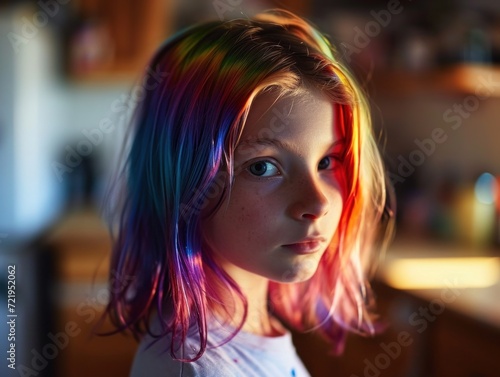 a girl with rainbow colored hair © sam