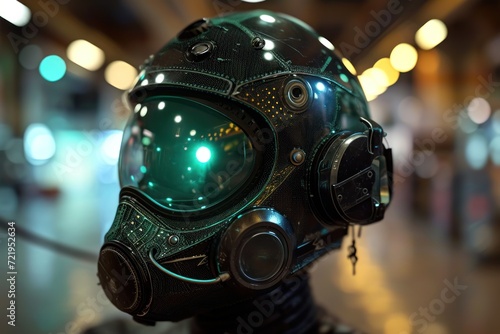 a person wearing a gas mask
