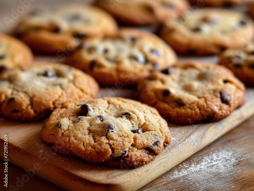 a group of cookies on a wooden board photo