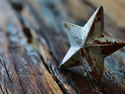 a star on a wood surface