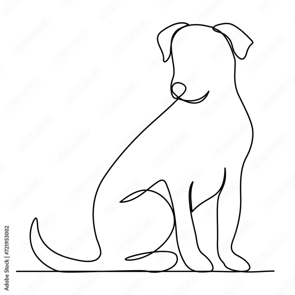 Obraz premium Continuous Single line drawing of dog outline vector art illustration.