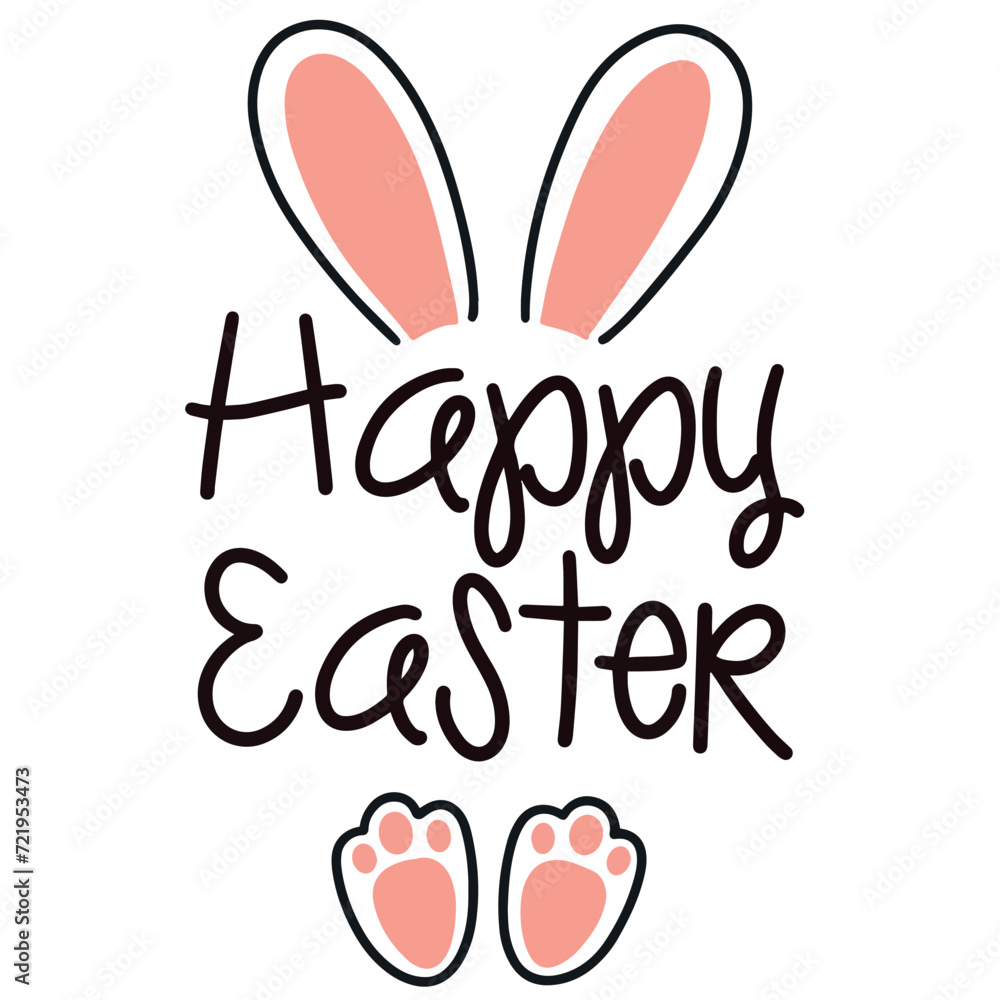 Obraz premium Cute rabbit cartoon happy easter day vector illustration