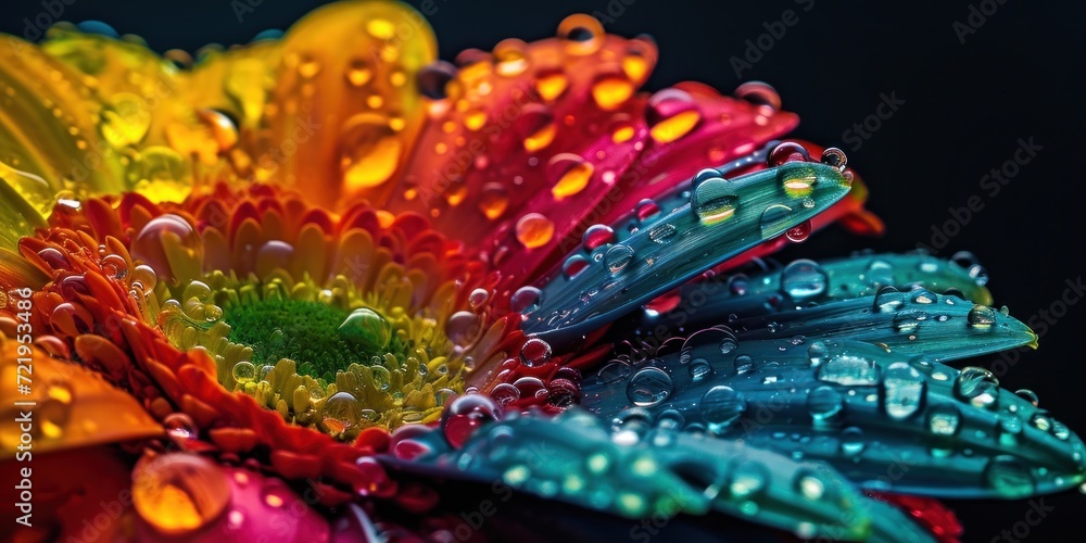 Obraz premium a close up of a flower with water droplets