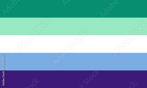 Gay men pride five stripes flag, Sexual identity pride flag of gay and LGBT symbols, Flag gender with shades of white, green and blue colors photo