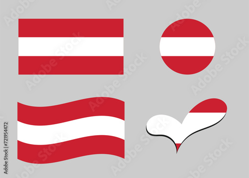 Flag of Austria. Austria flag in heart shape. Austria flag in circle shape. Country flag variations Free Download Flag of Austria. Austria flag in heart shape. Austria flag in circle shape. Country flag variations - GFXLoad