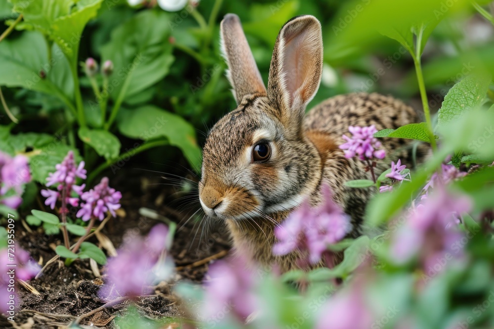 Fototapeta premium a rabbit in a garden
