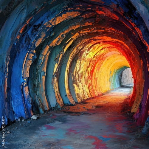 a colorful tunnel with light coming through