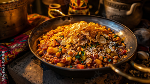 Egyptian Koshari in a bowl