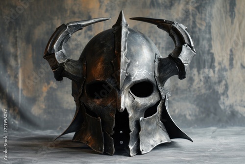 a black helmet with horns