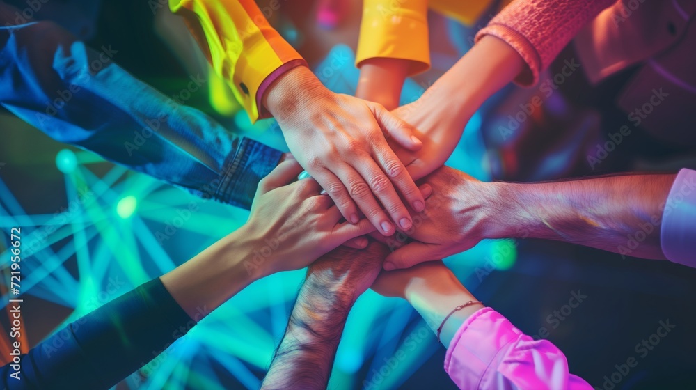 Team Work Stack Stack hand of creative teamwork Corporate Unity and collaboration ...