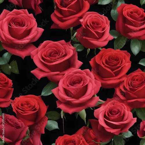  valentines day Bouquet of red roses with black background