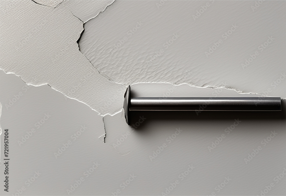 Close-up photo of screw on white wall. Close-up photo of screw on white wall.