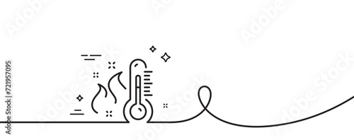 High thermometer line icon. Continuous one line with curl. Temperature diagnostic sign. Fever measuring symbol. High thermometer single outline ribbon. Loop curve pattern. Vector