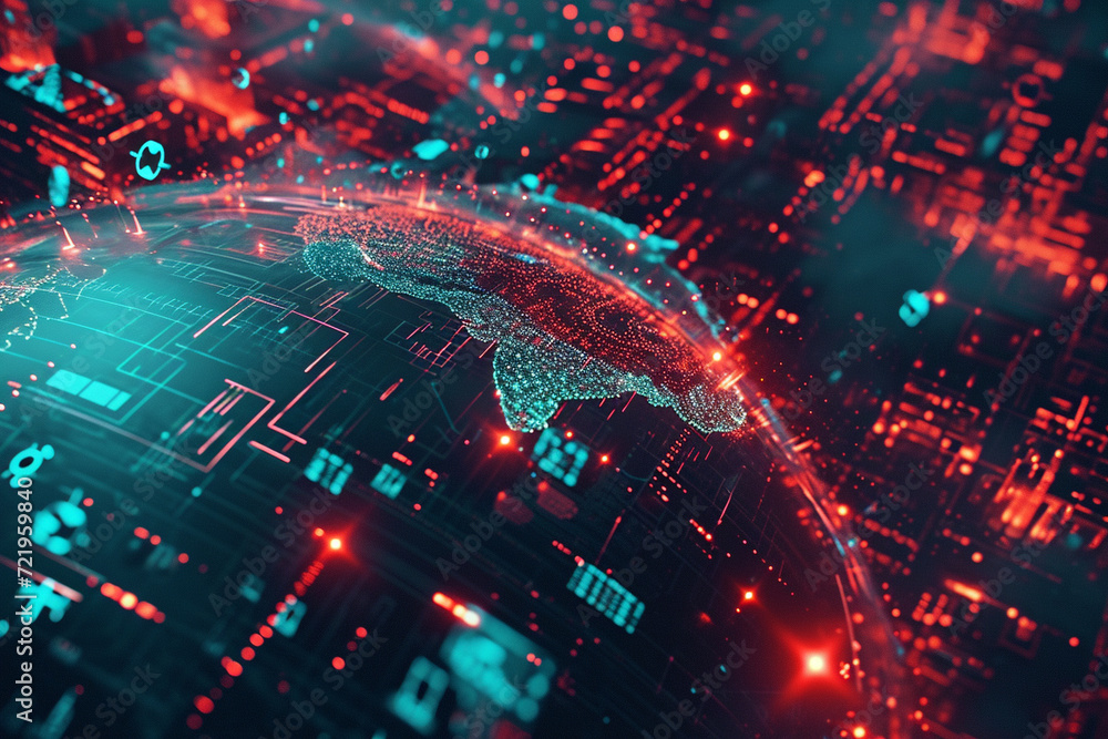 Digital Network Over City at Night. Digital Network Over City at Night.