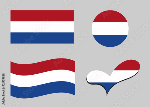 Free Download Flag of Netherlands. Netherlands flag in heart shape. Dutch flag in circle shape. Country flag variations - GFXLoad