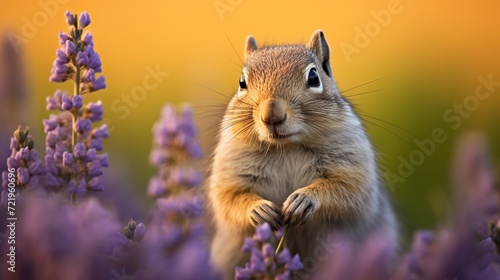 Squirrels on the meadow in bloom are the common ground squirrel and the european squirrel, suslik spermophilus citellus. photo