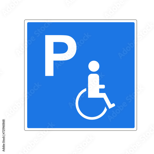 Panneau routier français: parking réservé aux personnes handicapées