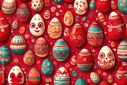 A row of Easter egg characters in vibrant lime green shades on a sleek black background with a touch of gold © adobe