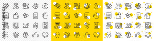 Outline Job interview, Work home and Packing boxes line icons pack for web with Consulting business, Augmented reality, Food delivery line icon. Ssd, Idea, Fireworks stars pictogram icon. Vector