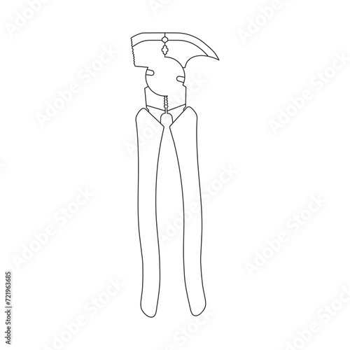 Hand drawn Kids drawing Cartoon Vector illustration fencing pliers icon Isolated on White Background