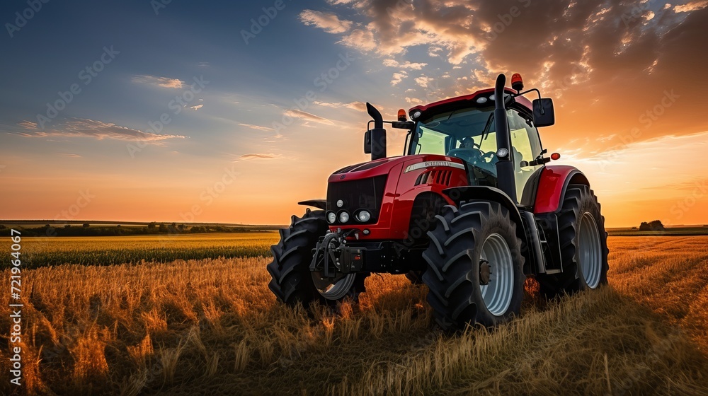 Fototapeta premium There is a new tractor in the field.