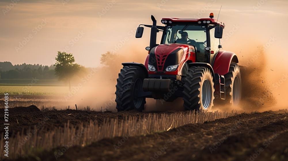 Fototapeta premium Tractor plowing