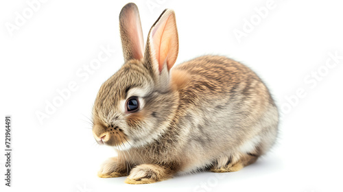 A cute, adorable bunny with fluffy fur and distinctive long ears, photographed against a pristine white background.