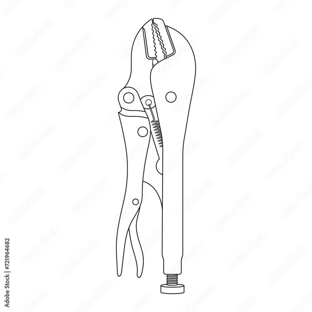 Hand drawn Kids drawing Cartoon Vector illustration locking pliers icon Isolated on White Background Hand drawn Kids drawing Cartoon Vector illustration locking pliers icon Isolated on White Background