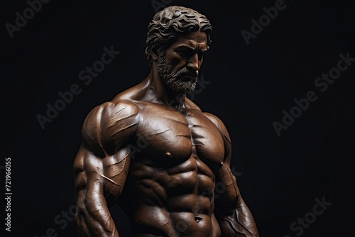 whole strong statue dark background