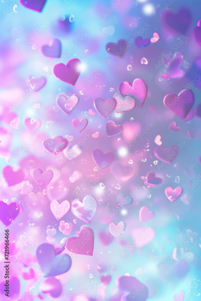 Many hearts in pink and purple are in different sizes. Many hearts in pink and purple are in different sizes.