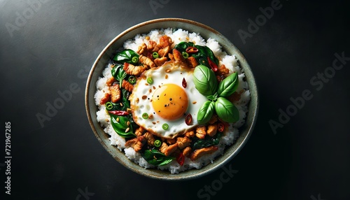Pad Kra Pao Kai Dao Holy Basil Meat Stir-Fry with Fried egg