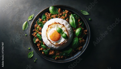 Pad Kra Pao Kai Dao Holy Basil Meat Stir-Fry with Fried egg