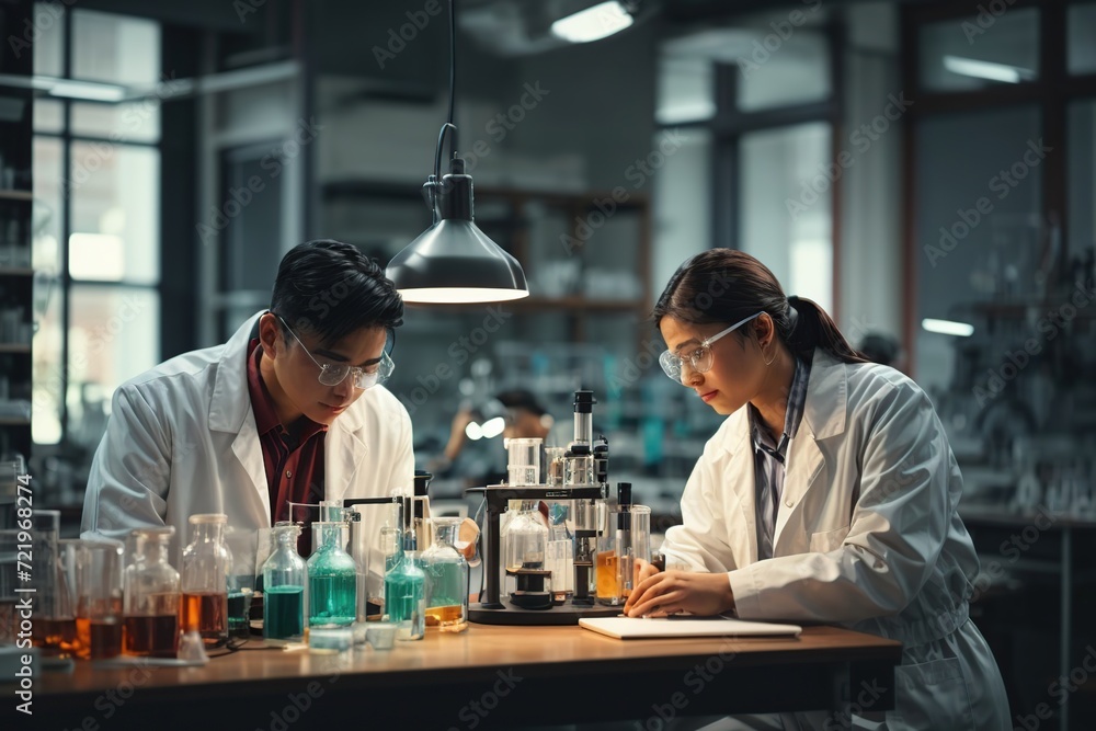 chemistry laboratory with students experimenting chemistry laboratory with students experimenting
