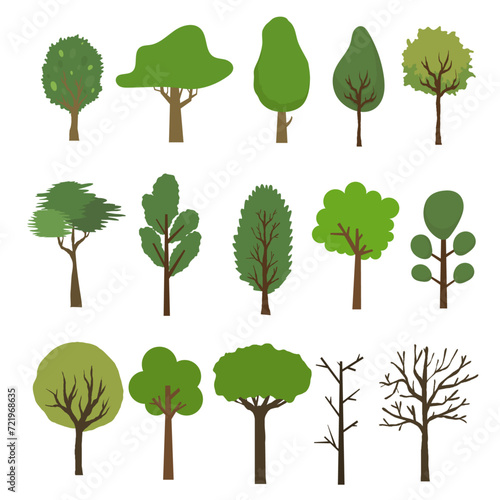 set of forest and park tree icons for natural tree background designs