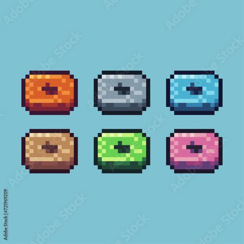 Pixel art sets icon of small pillow variation color. pillow icon on pixelated style. 8bits perfect for game asset or design asset element for your game design. Simple pixel art icon asset.