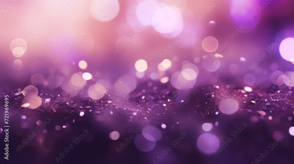 Bokeh wallpaper in purple and violet tones and light particles