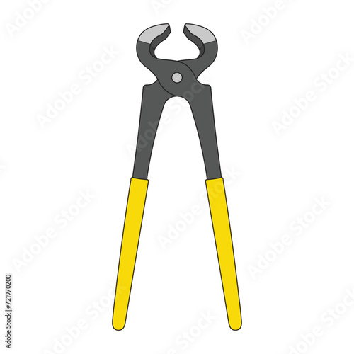 Kids drawing Cartoon Vector illustration nail pulling pliers icon Isolated on White Background