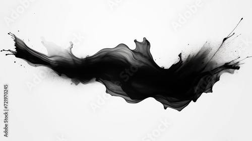 Abstract black in splash, paint, brush strokes, stain grunge isolated on white background photo